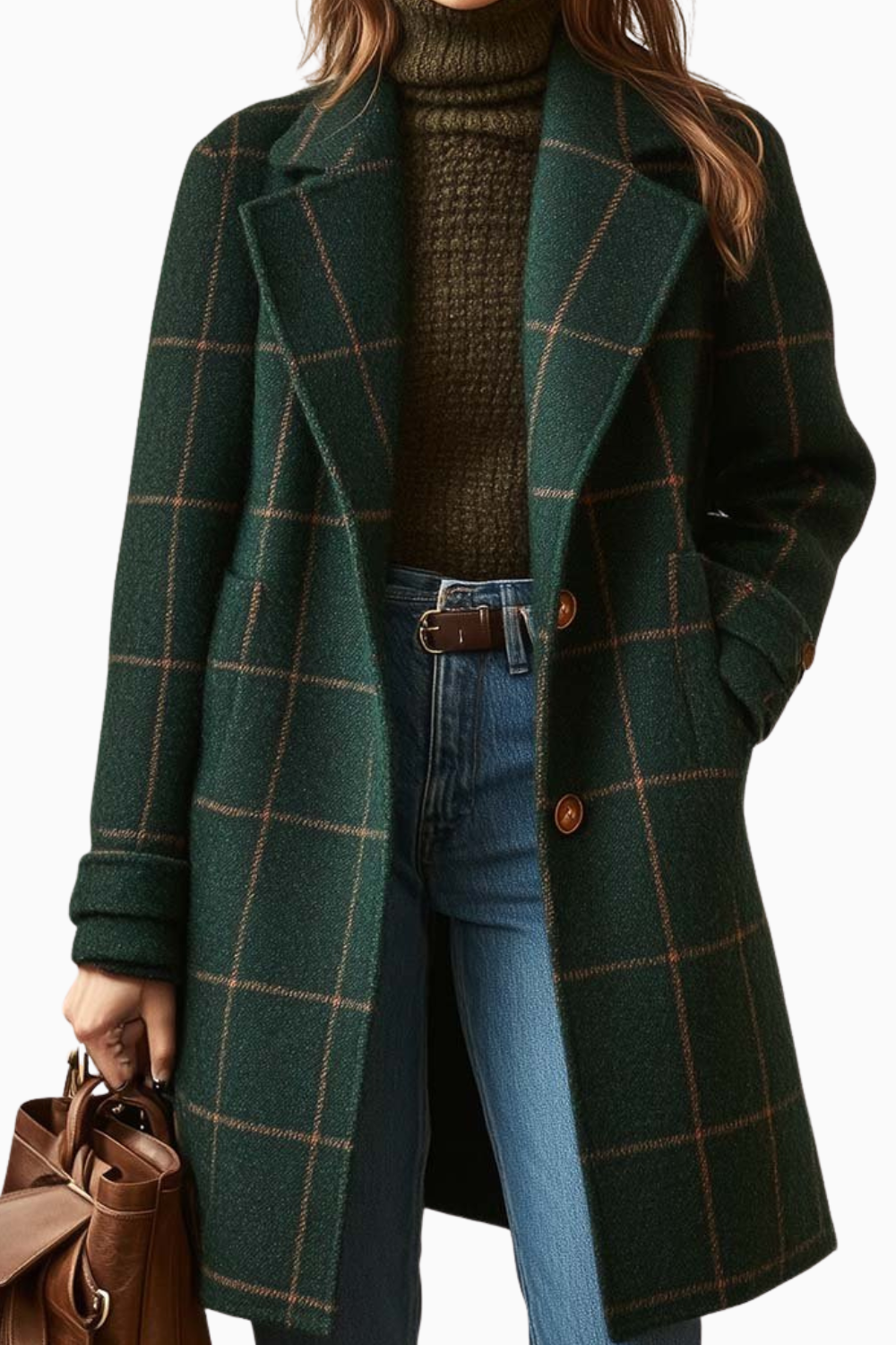 Madison™ Women's Retro Lapel Plaid Tweed Coat