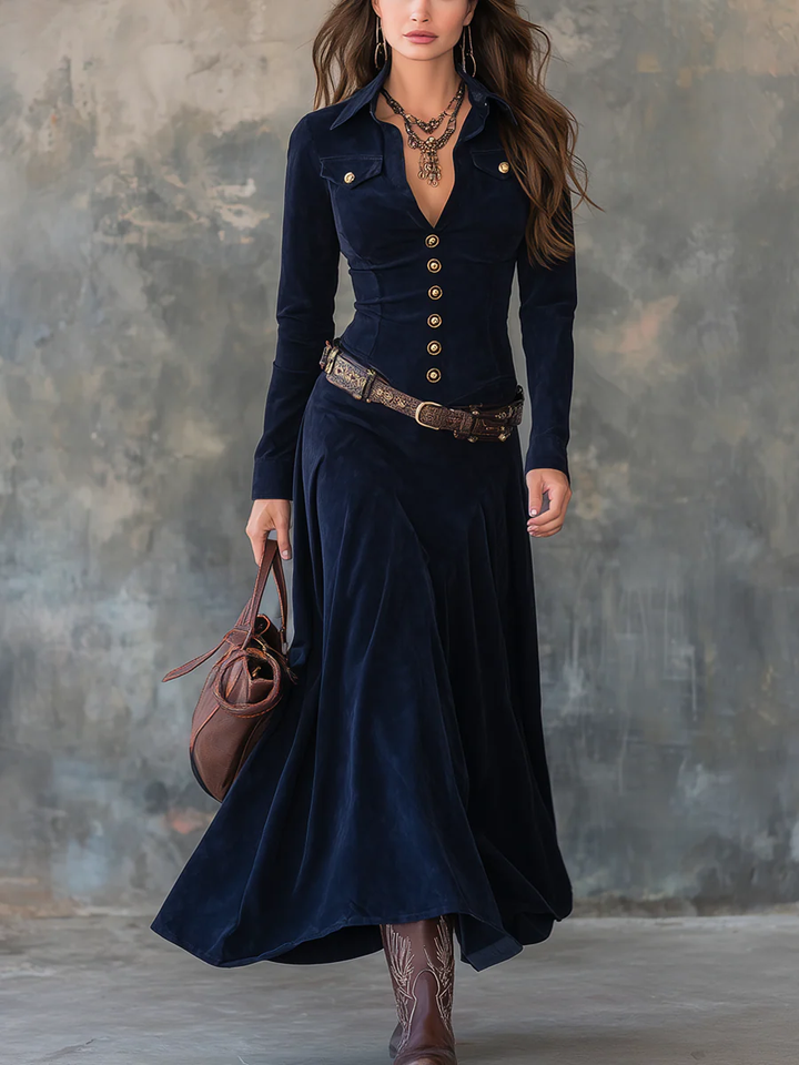 Morgan™ Elegant Suede-Feel Maxi Dress