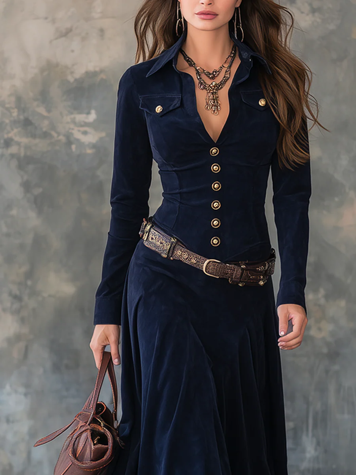 Morgan™ Elegant Suede-Feel Maxi Dress